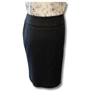 MARIO SERRANI Black a-line midi skirt ~ Corporate goth pin-up girl MEDIUM LARGE